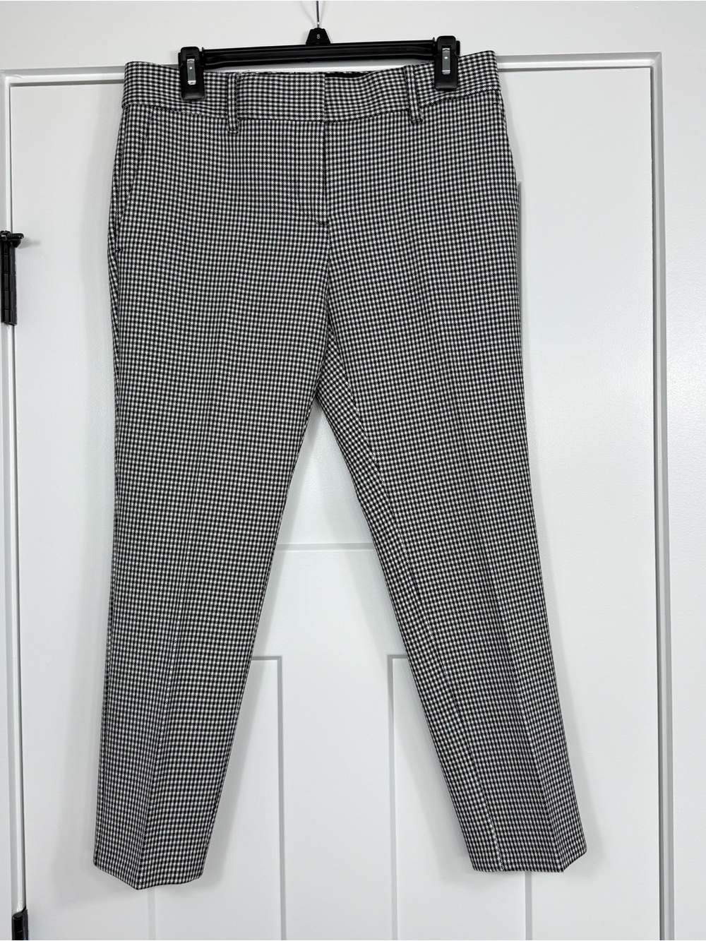 Ann Taylor Devin Fit Pants Houndstooth Ankle Polyester Blend Black White 4P